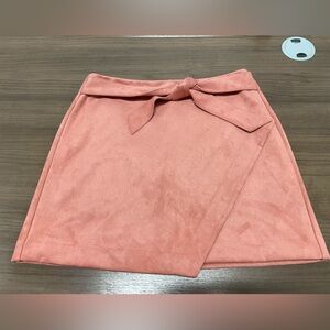 Women’s LOFT Asymmetrical Pink Faux Suede Mini Skirt size 10